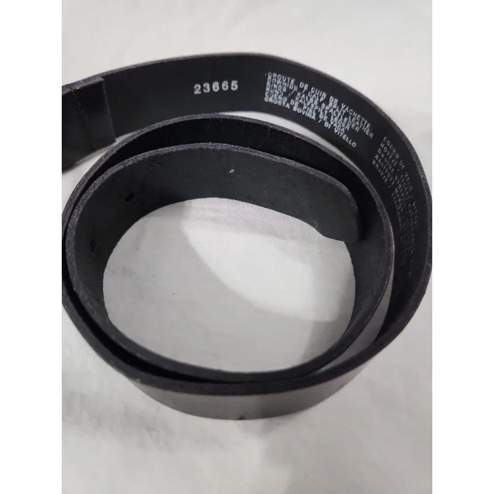 Black Leather Unisex Belt  Made In France Genuine Leather 28